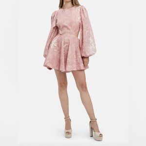 NWT Bardot Mila Broderie Mini Dress In Pale Blush size 8